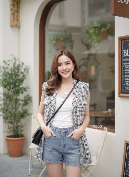 Winter Fashionable Tweed Dress/ Jacket With Belt
